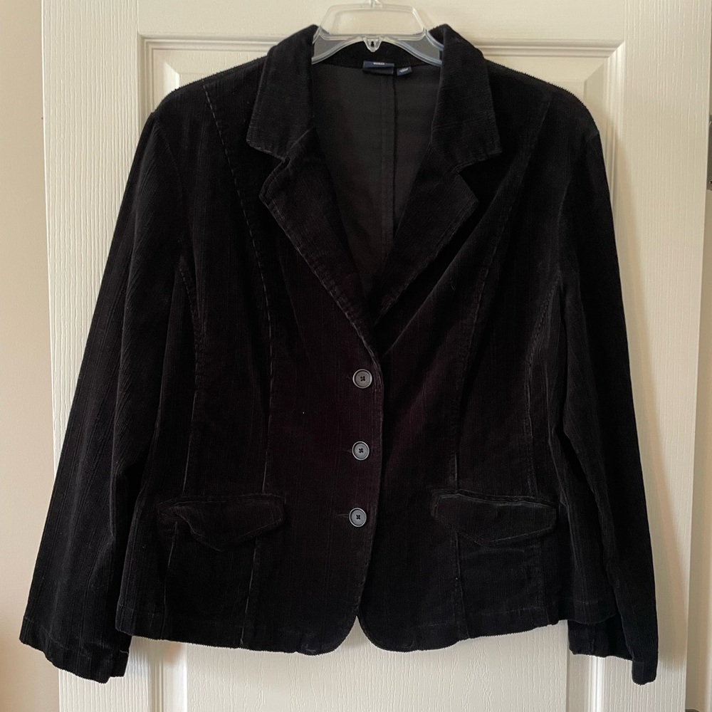 Sonoma Vintage Black Corduroy Blazer Classic Tailored Design